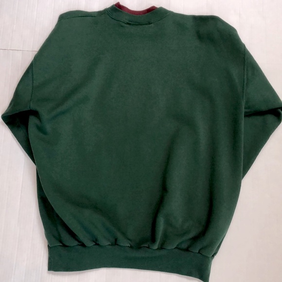90’s Bird Christmas Sweatshirt Vintage Hunter Green Size Large - Picture 6 of 7